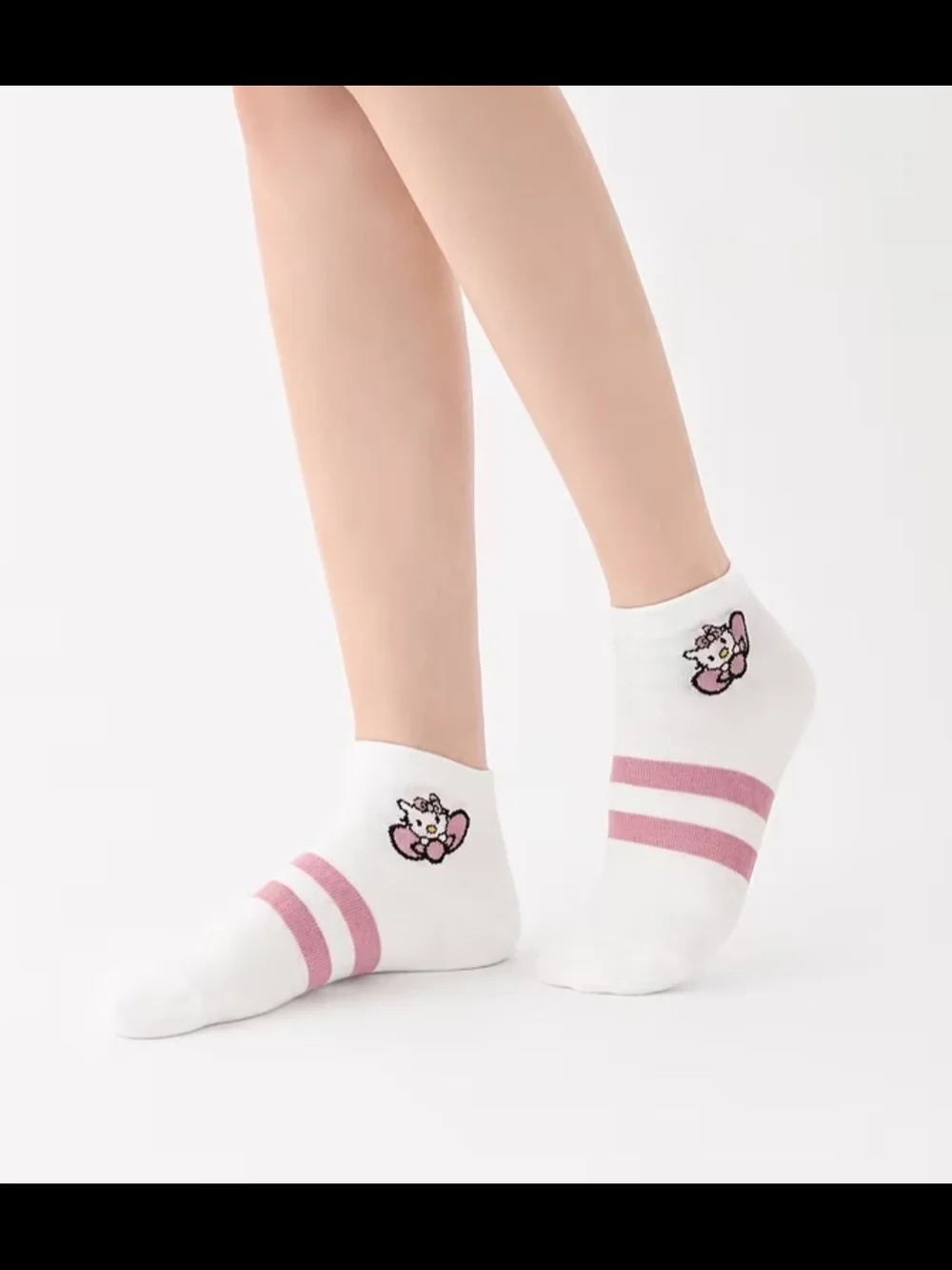 Hello Kitty Pink & White Girls No-Show Socks - 5-Pack